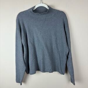 Quince Eco Knit Milano Stitch Mock Neck Pullover Sweater Drop Shoulder Relaxed S